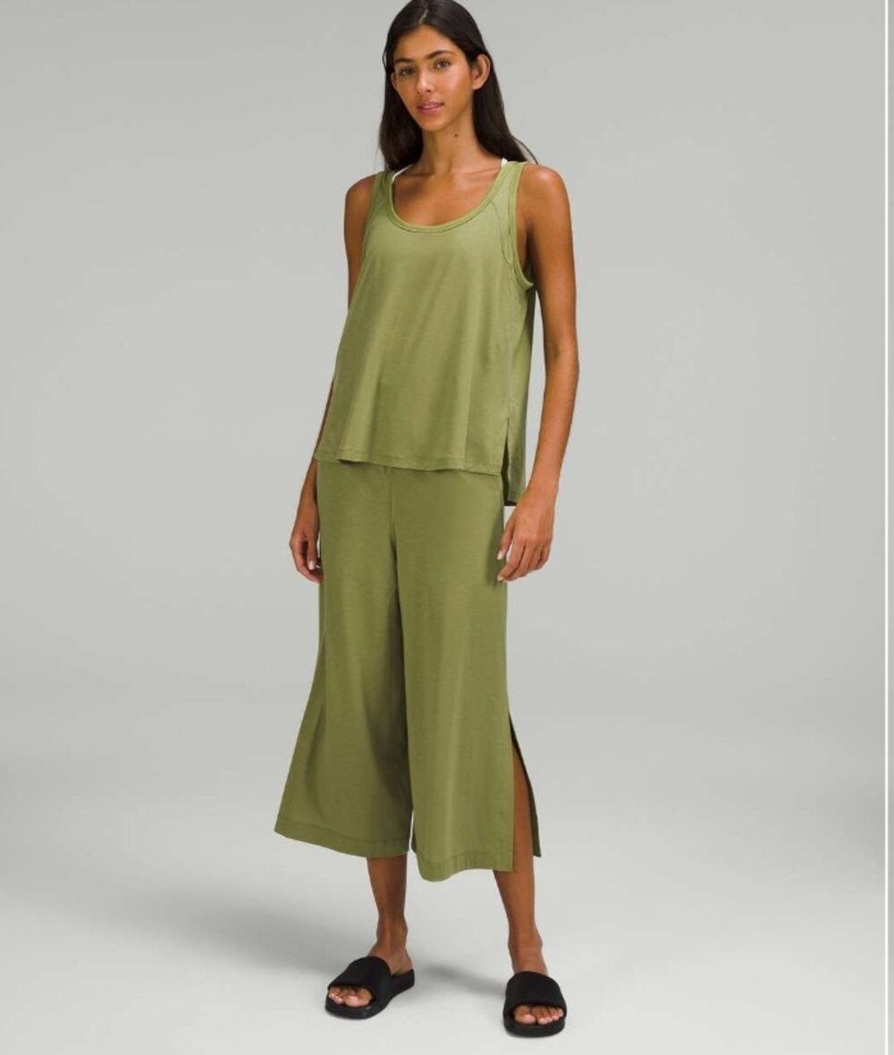 Lululemon Tank Top Jumpsuit Size 2 Green Minimalist Travel Wear Casual Wide leg